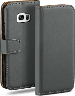 Produktbild von moex® Book Case kompatibel mit Samsung Galaxy S7 Edge - Hülle 360 Grad klappbar, Dunkelgrau