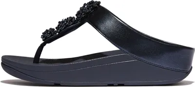 Produktbild von FitFlop Fino Beadie-Button Metallic Toe-Post Metallic Midnight Navy Größe EU 42
