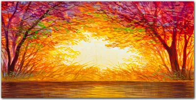 Produktbild von Coloray Bild aus Leinwand 140x70 Leinwand Dekoration - Wasser Herbst Sonnenuntergang