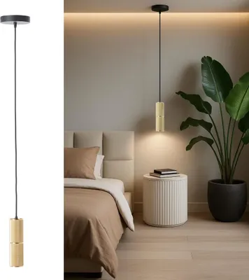 Produktbild von Brilliant Marty LED Pendelleuchte, GU10-Fassung, dimmbar, warmweißes Licht, ideal für Wohnzimmer & Küche, 350 Lumen, 5 W, Ø 12,5 cm, Schwarz/Matt Gold