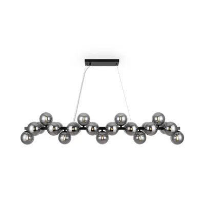 Produktbild von Hängelampe Rauchglas Metall G9 H: max. 133,9 cm Schwarz 25-flammig Kugelschirm Modern Hängeleuchte