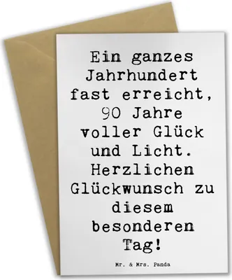 Produktbild von Mr. & Mrs. Panda Grußkarte Spruch 90. Geburtstag - Weiß - Geschenk, einladungskarten, Alter, hochzeitskarten, Erfahrungen, weihnachtskarten, Happy Birthday, neunziger