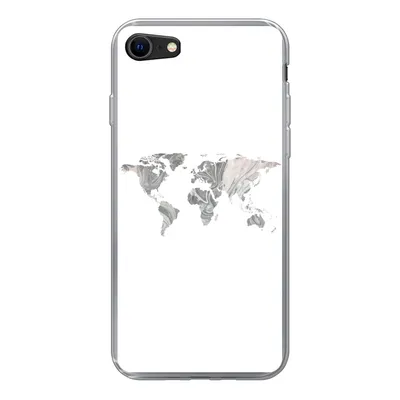 Produktbild von MuchoWow® Handyhülle Schutzhülle Hülle für iPhone SE 2022 Weltkarte - Muster - Schwarz Silikon Softcase Handy Hülle - Schutzhülle
