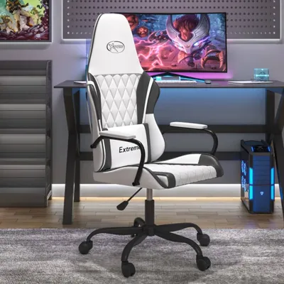 Produktbild von PUEAZU Gaming-Stuhl mit Massagefunktion Weiß und Schwarz Kunstleder - Bürostühle &19058