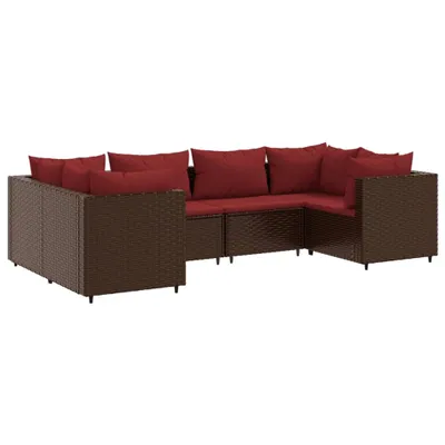 Produktbild von 6-tlg. Garten-Lounge-Set mit Kissen Braun Poly Rattan