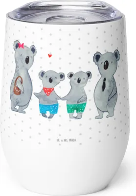 Produktbild von Mr. & Mrs. Panda Thermo Becher Koala Familie zwei - Weiß - Geschenk, glühwein tasse, thermosbecher, Muttertag, Familienzeit, Isolierbecher, kaffee, Thermobecher, Zusammen