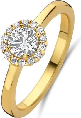 Produktbild von New Bling - 9NB-1538-52 - zilveren ring met zirkonia - 925 sterling silver - gold plated
