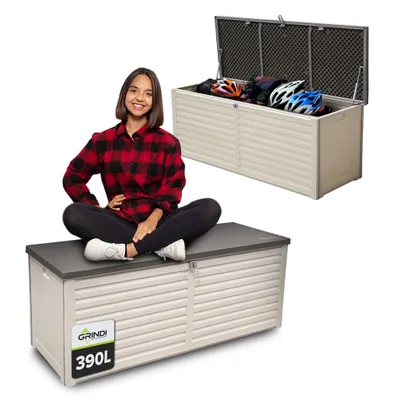 Produktbild von Grindi - Gartenbox 390 L - Auflagenbox wasserdicht Larus - Aufbewahrungsbox mit Deckel Garten - Kissenbox Outdoor wasserdicht Balkonmöbel Gartenmöbel