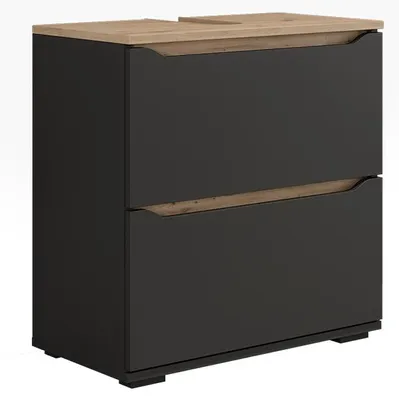 Immagine prodotto di Mobile sottolavabo per bagno Vicco Ruben Antracite/Rovere artigianale 60.2 x 62.5 cm con 2 cassetti, Model 62912