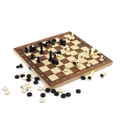 Produktbild von Schachspiel 3 in 1 Magnetisches Schachspiel Aus Holz 34 cm für 2 personen für Kinder und Erwachsene