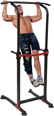 Imagen del producto de Torre de ejercicios multifuncional, estación de dominadas y flexiones, estación de entrenamiento de fuerza independiente, con barra de dominadas. Estación de entrenamiento de fuerza con altura ajustable, rango de 165-210 cm, capacidad de hasta 150 kg