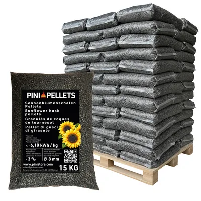 Produktbild von PINI Sonnenblumenschalen Pellets 8 mm Heizpellets 975 kg Palette