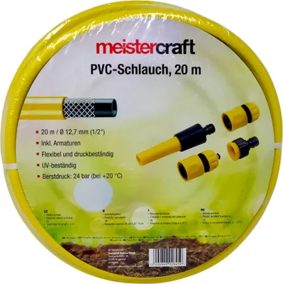 Produktbild von meistercraft PVC Gartenschlauch gelb 20 m 1/2" Schlauch Garnitur