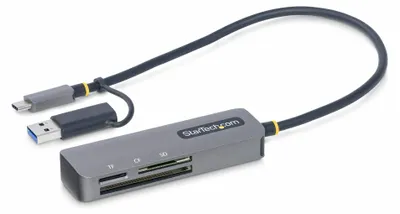 Image de StarTech.com Lecteur de Cartes Mémoire Multi-Média, Lecteur de Cartes SD/microSD/CompactFlash, Adaptateur de Cartes Portables USB 5Gbps, Lecteur de Cartes USB-C avec Adaptateur USB-A - Compatible avec tous les OS