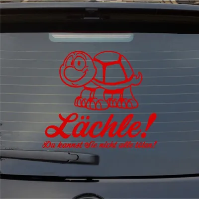 Produktbild von Heckscheibenaufkleber Lächle Du kannst Sie nicht alle töten Schildkröte 55x46 cm Rot Auto Aufkleber Sticker