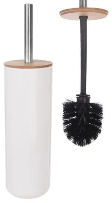 Productafbeelding van Toiletborstel - WC-borstel met bamboestandaard - Wit - 37 cm
