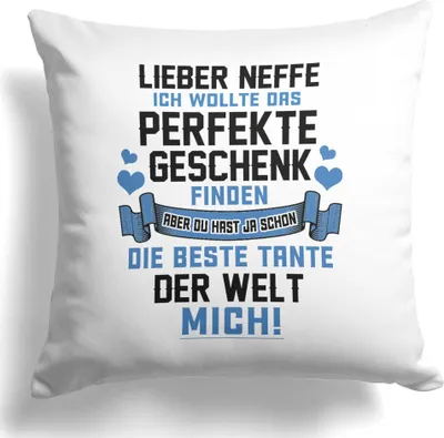 Produktbild von 22Feels Neffe Geschenk von Tante Jungs 18. Geburtstag Deko Kissen Männer Dekoration Firmung Weihnachten Uni Abschluss Bachelor Master Konfirmation Wohnzimmer Schlafzimmer Couch