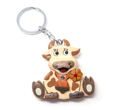 Produktbild von Schlüsselanhänger aus Holz - Kuh sitzend