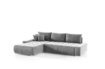 Produktbild von Ecksofa Sofa mit Schlaffunktion VOGAR Stoff Monolith Hellgrau Ottomane Links