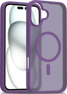 Produktbild von Magnetisch Hülle für iPhone 16 Plus, Kompatibel mit MagSafe, Transluzente Matt Rückseite Stoßfeste Handyhülle Lila