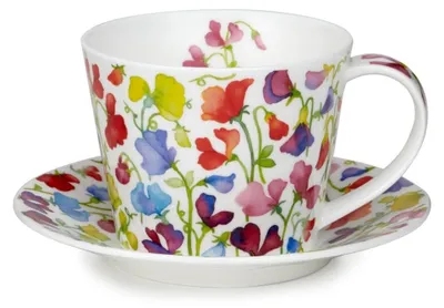 Teetasse mit Untertasse, Sweetpea, 0,35 l, Fine Bone China