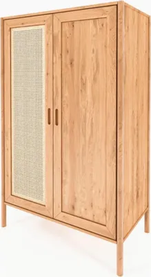 Produktbild von Kleiderschrank Zola Wildeiche massiv mit Rattan 108x175 cm mit 2 Türen