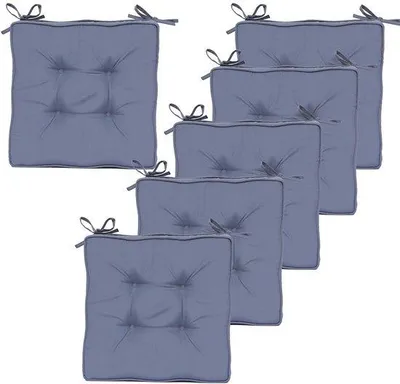 Produktbild von Ibenzoa® Sitzkissen 6er-Set, quadratisch 40 x 40 x 5 cm, wasserabweisend, hellgrau – für Innen & Außen, mit Befestigungsbändern