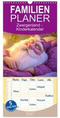 Image de Familienplaner 2027 - Zwergenland - Kinderkalender mit 5 Spalten (Wandkalender, 21 x 45 cm) CALVENDO