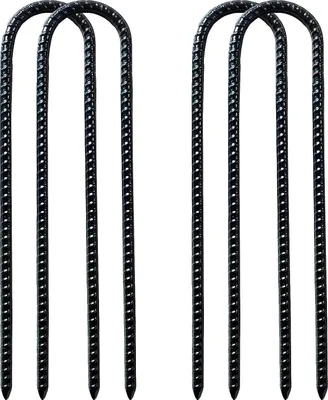 Imagen del producto de Anclajes de acero en forma de U, de 30 cm, paquete de 4 unidades, para jardín y camping