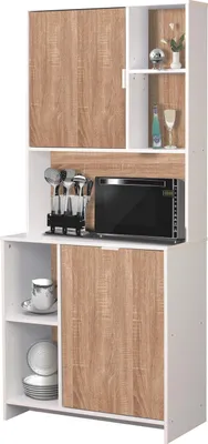 Produktbild von Küchenbuffet Malin mit Arbeitsfläche, 2 Türen, 4 Regalen, 80x180x39 cm (BxHxT)