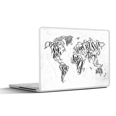 Produktbild von MuchoWow® Laptop Aufkleber Sticker Cover Weltkarte - Weiß - Schwarz 30x21 cm - Sticker für Laptop - Selbstklebend