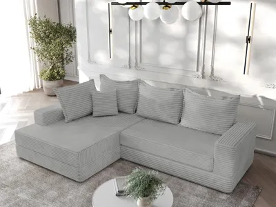 Produktbild von Ecksofa Couchgarnitur Sofa OSKAR in Stoff Tilia Hellgrau Ottomane Links