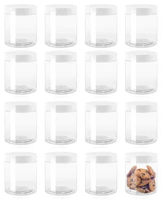 16er-Set 500 ml Plastikdosen mit weißen Deckeln, transparent