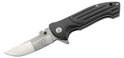 Productafbeelding van Herbertz vouwwerkmes, staal AISI 440, met flipper-mechanisme, liner lock-vergrendeling, zwarte G-10 handgrepen, roestvrijstalen clip, nylon etui