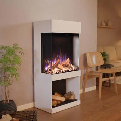Produktbild von Glow Fire Elektrokamin 'PR12' in Weiss | LED Standkamin in weiß mit Heizung (1500 W) | HxBxT: 130x61,5x40cm