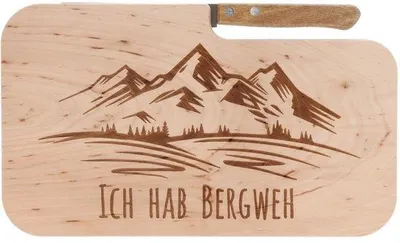 Productafbeelding van Houten snijplank met mes en gravure, ideaal voor wandelaars