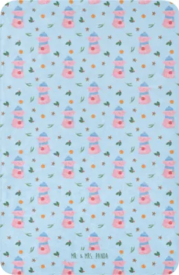 Produktbild von Mr. & Mrs. Panda Heimdecke Schweinchen Glühwein 100 x 150 cm - Blau - Geschenk, Betrunken, Kuscheldecke groß, Weihnachtsmarkt, Weihnachten, Tagesdecke, Plaid, Decke