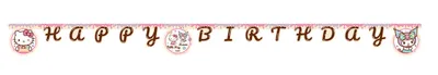 Produktbild von Happy Birthday Girlande - Hello Kitty & Kuromi