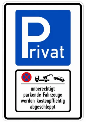 Produktbild von Verkehrszeichen Privat Parkplatz Schild Zusatz Schilder Parkverbot Straßenschilder Straßenschild