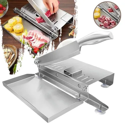 Produktbild von Knochenschneider Manueller Fleischschneider Edelstahl mit Lebensmittelablage