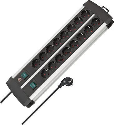 Produktbild von brennenstuhl Steckdosenleiste Premium-Duo-Alu-Line 16-fach Kabellänge: 3 m