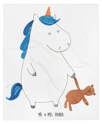 Produktbild von Mr. & Mrs. Panda Kuscheldecke Einhorn Teddy - Weiß - Geschenk, Bett, Plaid, Bettüberwurf, Freundin, Tagesdecke, Unicorn, Schlafdecke, Bettdecke, Einhörner, Wohndecke