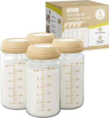 Produktbild von Glasflaschen 180 ml, 4er Set, für Muttermilch, frei