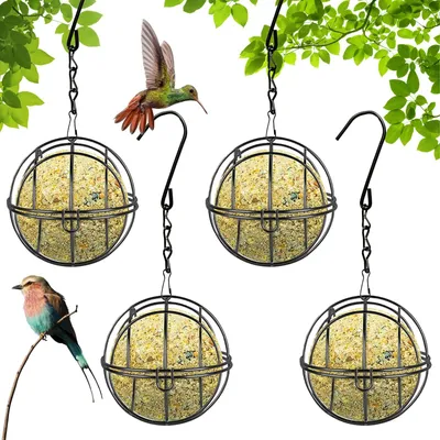 Produktbild von 4 Stück Futterspender für Vögel mit Klappdeckel und Eisenhaken