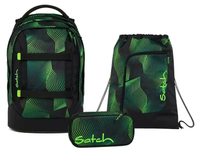 Produktbild von Satch Schulrucksack-Set PACK Seismic Green 3-teilig, ab 5. Klasse
