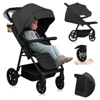 Produktbild von Lionelo Buggy MIRA bis zu 22 kg, Schwenkbare 360° Räder, UPF50+ Filter, Wasserdichtes XXL-Verdeck Grau