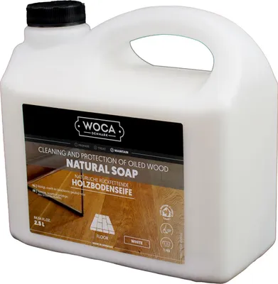Produktbild von Woca Holzbodenseife für die Grundbehandlung von Weichholzböden weiß 2,5 Liter