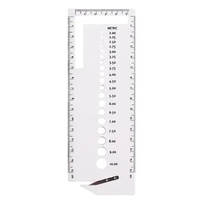Produktbild von Pony 60667 Stricknadelmaß mit Garnschneider, 2.00-10.00mm, Nadellehre, Nadelmaß, Lineal