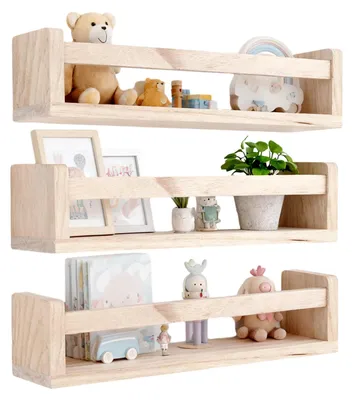Produktbild von Kinderregal 3-teiliges Set, Bücherregal und Spielzeugaufbewahrung, Wandregal, nature, für Kinderzimmer