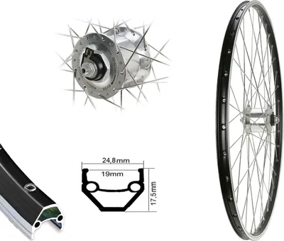 Produktbild von Bärwinkels 26 Zoll Aluminium Vorderrad Nabendynamo 19-559 silber Felgenbremse 6V 3 Watt